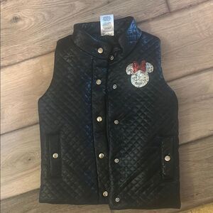 Disney. Black Quilted Kids Vest with Minnie Sequin Design